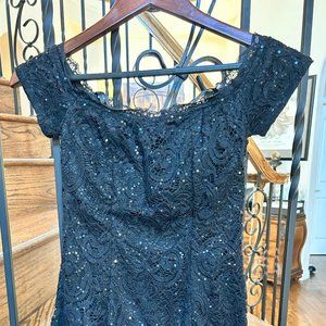 Sequin Hearts Off-Shoulder Laced Dress in Size 3